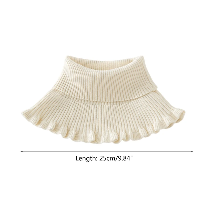 

Women Turtleneck Ribbed Knitted False Fake Collar 2020 Lady Winter Windproof Sunscreen Solid Color Ruffles Detachable Scarf Wrap