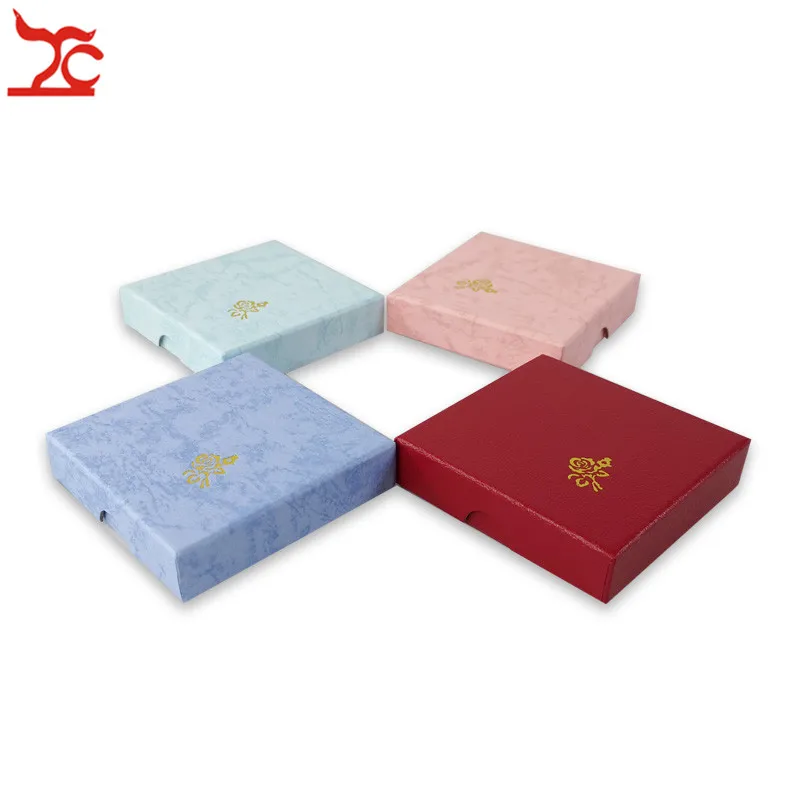20Pcs/lot Square 2cm High Paper Jewelry Gift Box 4 Color Available Bracelet Jade Storage Organizer Gift Rost Print Box Wholesale
