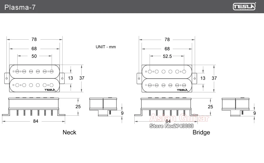 Tesla пикап плазма-7 хамбакер керамический звукосниматель белый Цвет двойной