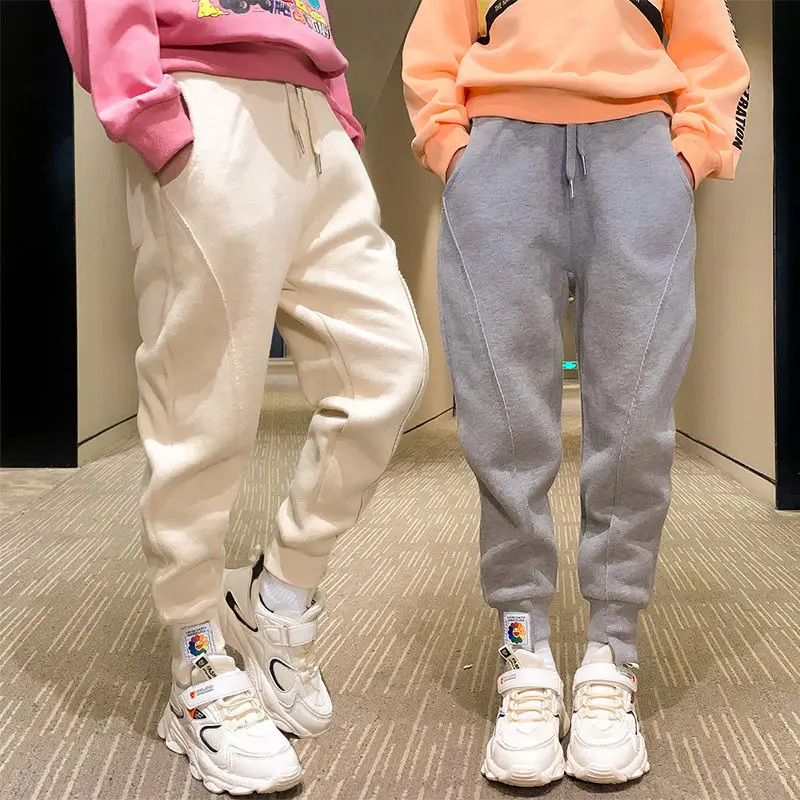 Новинка 2020 повседневные спортивные тонкие бархатные брюки для девочек на