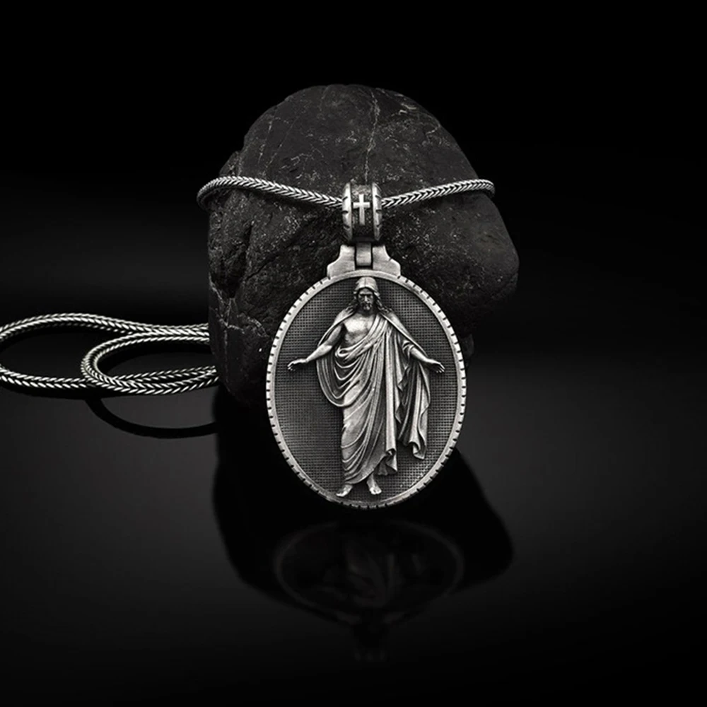 Catholic Jesus Medal Pendant European and American style retro religious accessories ins style religious men's necklace