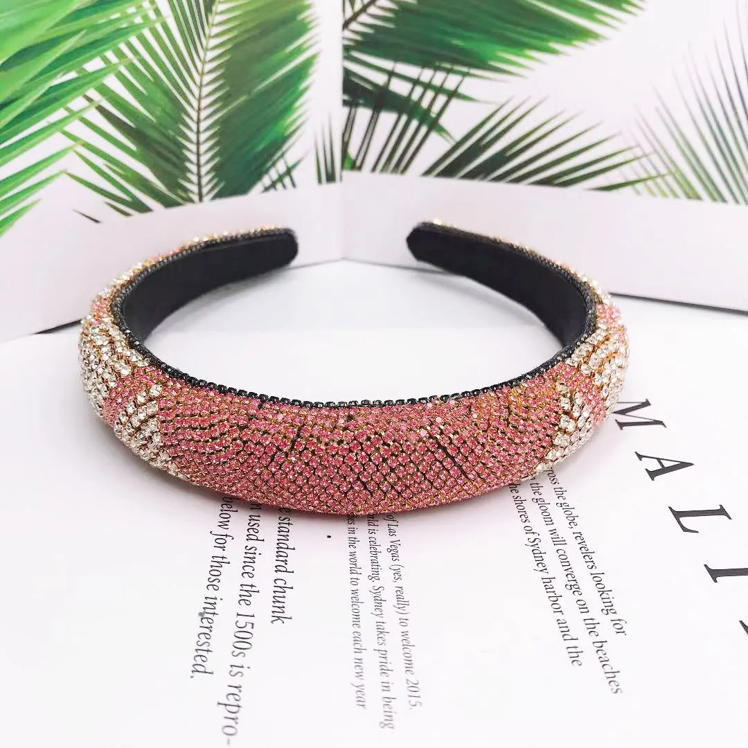 

Classic Dot Color Rhinestone Broad Edge Rhinestone Headband Retro Headband Ladies Hair Accessories Prom Jewelry Bulk Wholesale