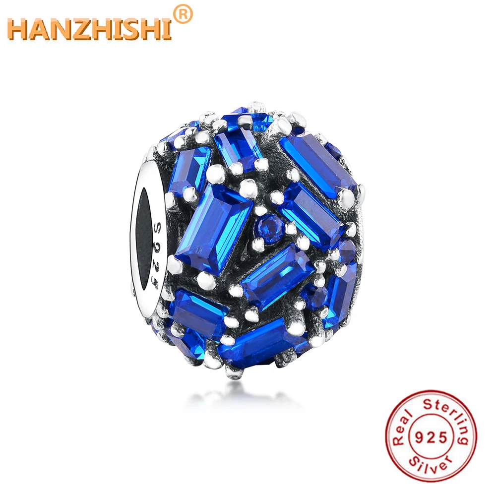 

Fit Original Pandora Charms Bracelet 2019 Summer Collection 925 Sterling Silver Bead Blue CZ Charm DIY Jewelry Making berloques