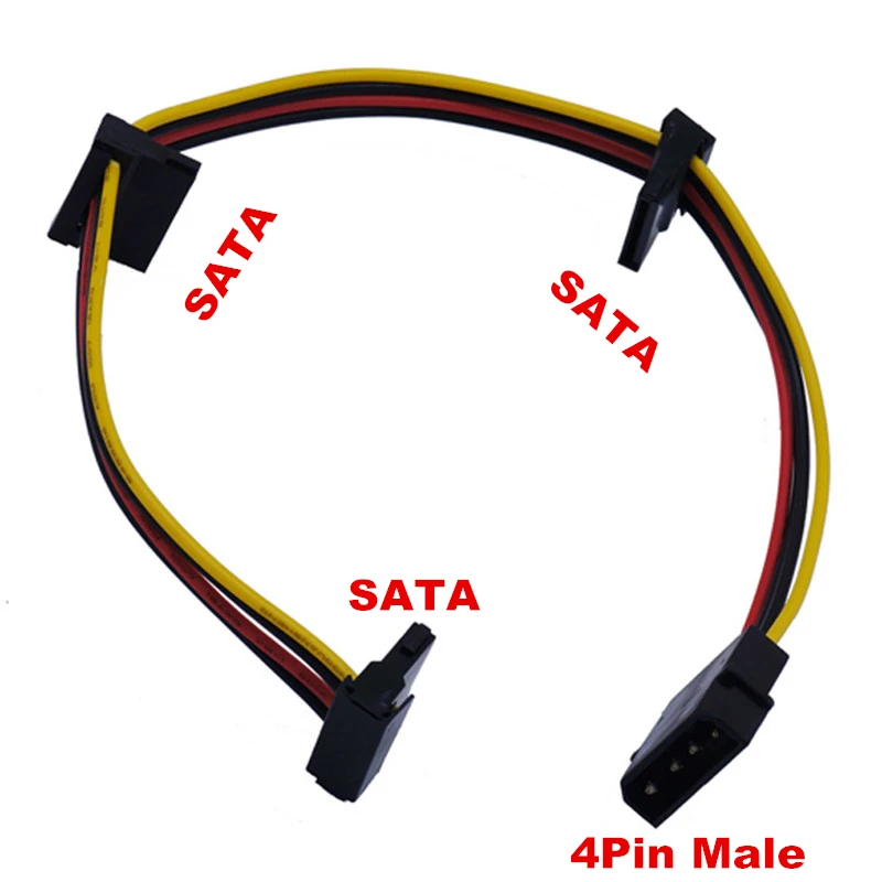 

PC Hard Drive 4Pin Male IDE Molex 1 to 3 SATA Female 15Pin Splitter Adapter Converter Power Supply Cable 3xSATA to 4Pin 18AWG 30