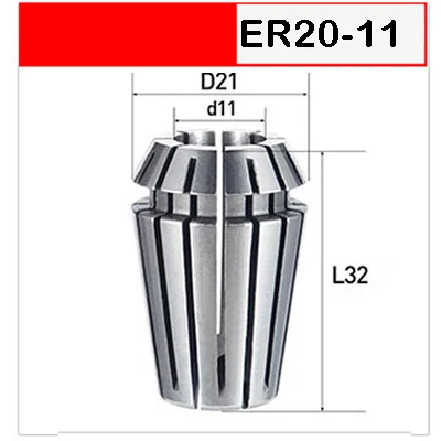 ER20-11 UCHEER 1 шт. нержавеющая сталь ER20 ER25 цанговый патрон для фрезерного гравировального Станка повторяющийся гибкий цанговый станок с ЧПУ - Цвет: ER20-11