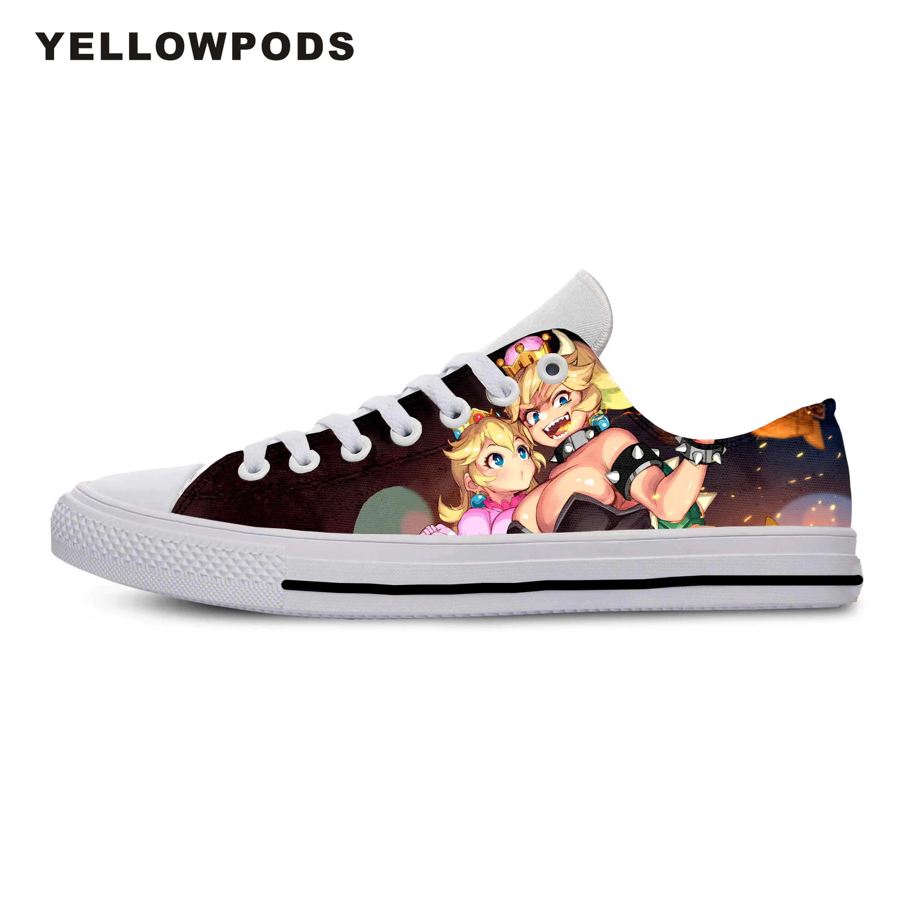 

New Canvas Men Casual Shoes Bowsette Hot Fashion For Men/women High Quality Harajuku 3D Printing Bowsette Shoes Man