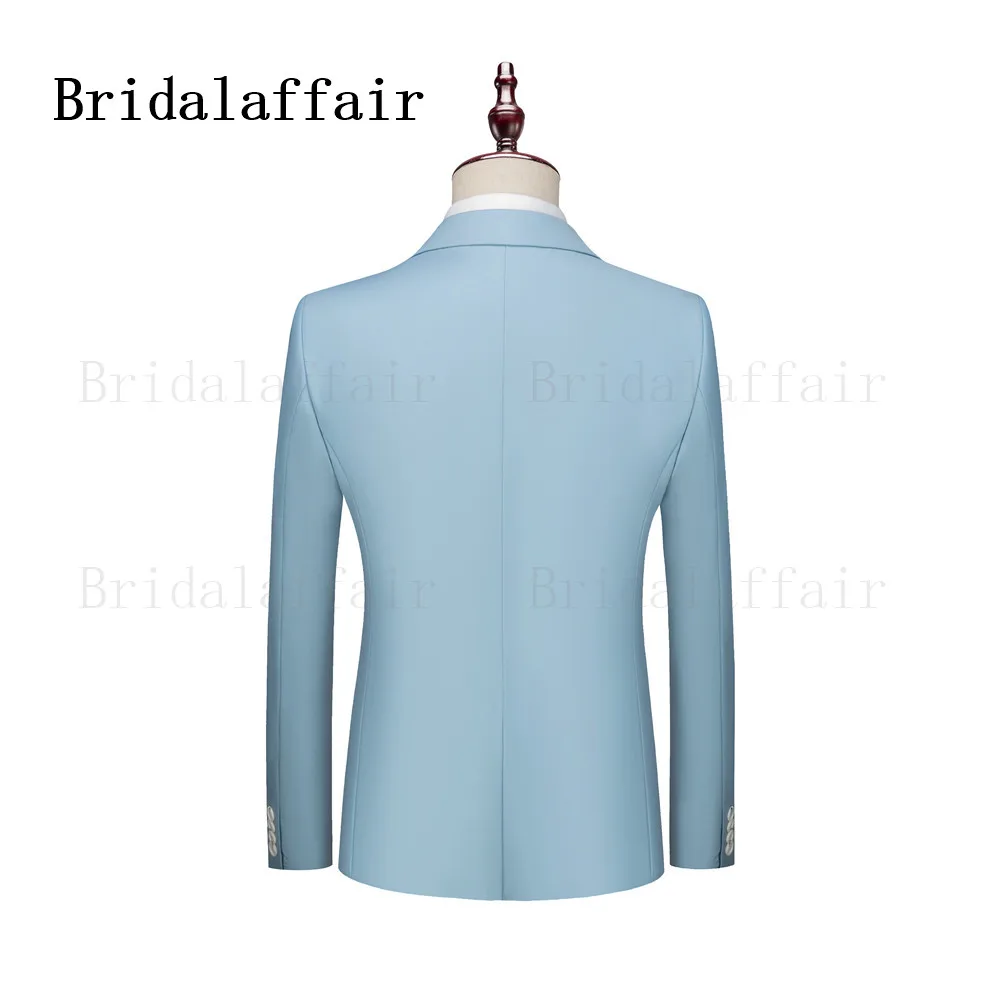 Bridalaffair Небесно-Голубой Gentlemen костюмы Тонкий дизайн одна кнопка Блейзер жилет
