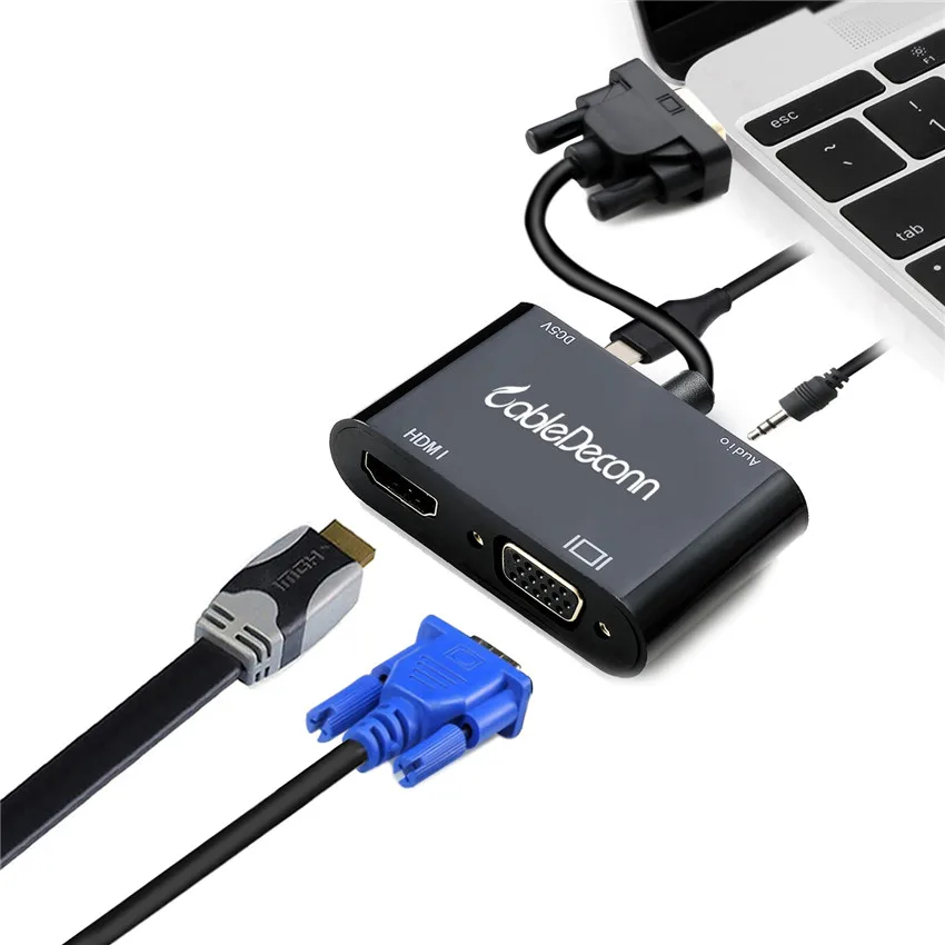 VGA hdmi кабель к HDMI с блоком питания и 3 5 мм Aux аудио порт для компьютера ноутбук