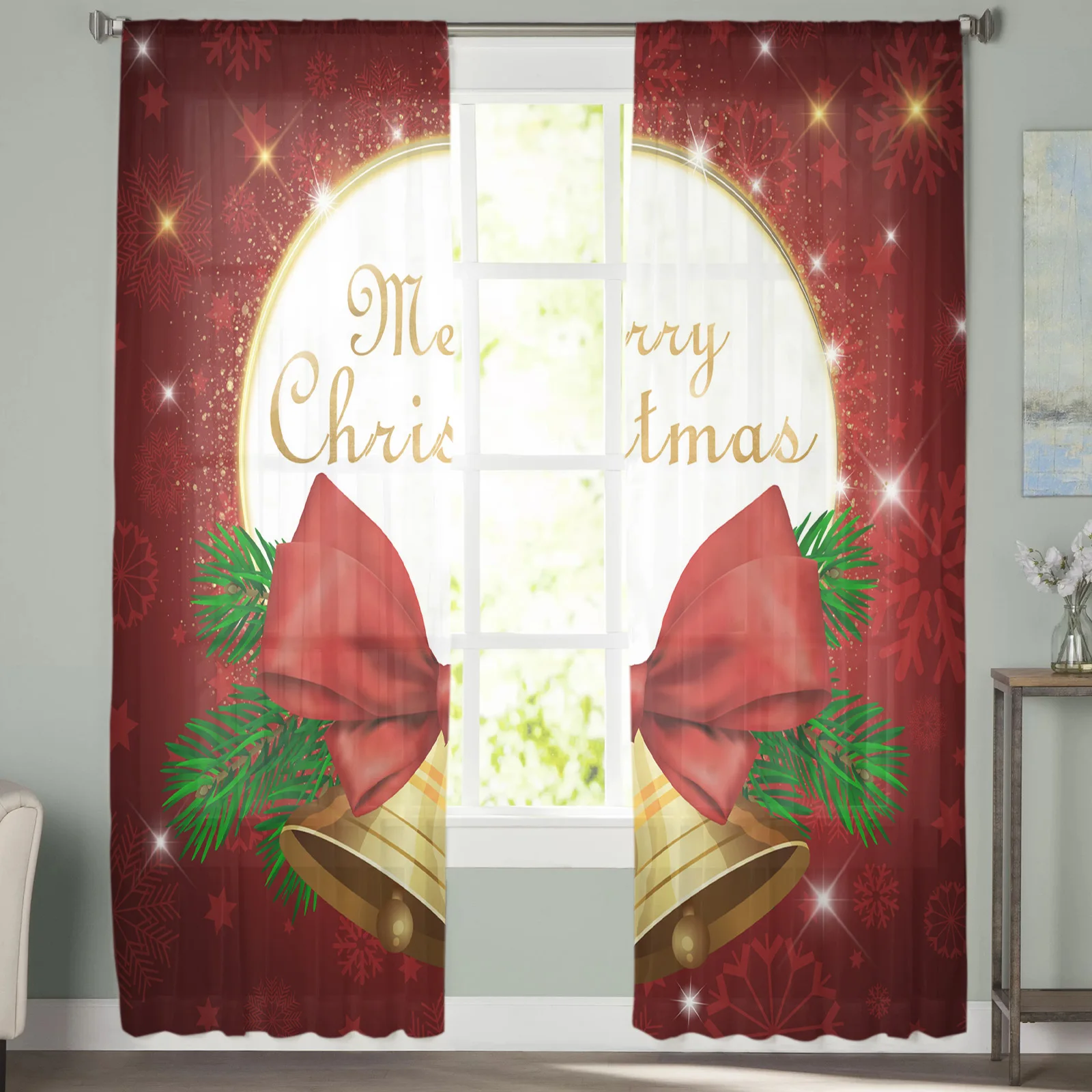 Рождественские рождественские колокольчики Красные праздничные прозрачные