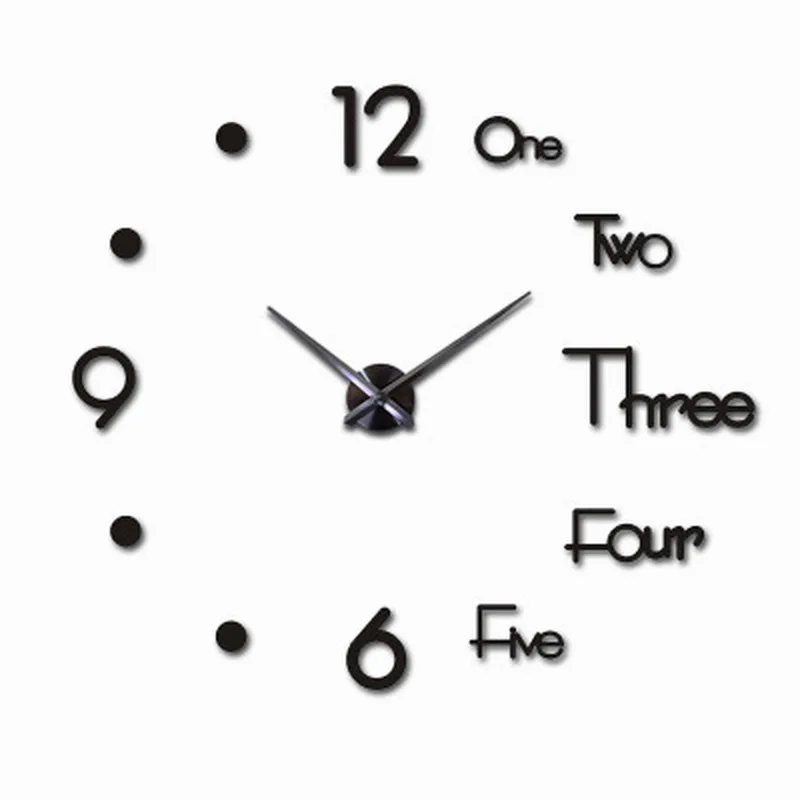 Большие настенные часы 3D сделай сам современные с наклейками бесшумные домашние