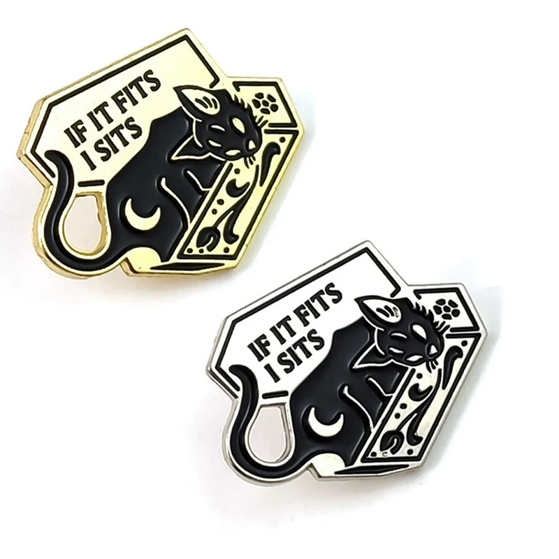 Брошь в виде кота гроб Луна Черный кот лежа коробке &quotесли он подходит мне