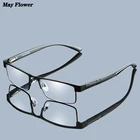 Очки для чтения Май с цветами линзы с титановым покрытием пресбиопические очки Квадратные очки с защитой от синего спектра очки для мужчин + 3,5 + 4