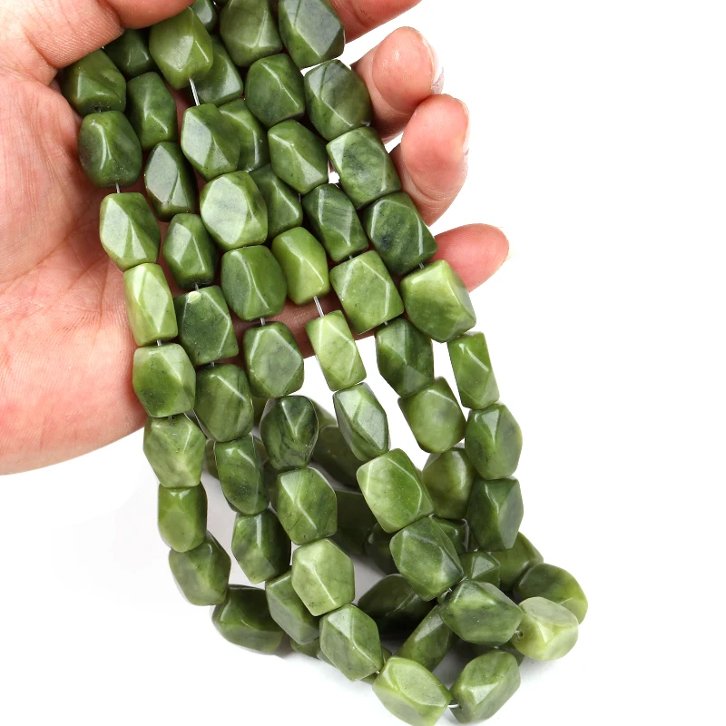 

Hesiod 12*16mm Emerald Square Geometric Smooth Natural Stone Beads Jades Loose Spacer Beads DIY Jewelry Making Branch 15''