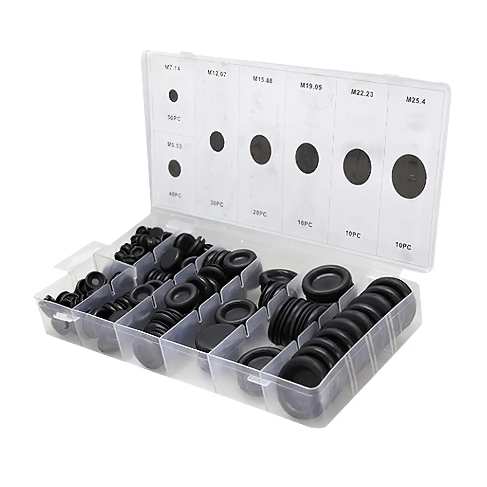 

170pcs Black Grommet Firewall Hole Plug Retaining Ring Set Car Electrical Wire Gasket Kit For Valve Water Pipe tools set