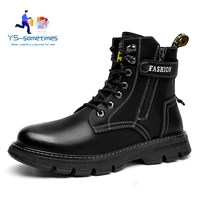 autumn and winter mens boots high top business shoes martin boots round toe low heeled retro classic mens shoes