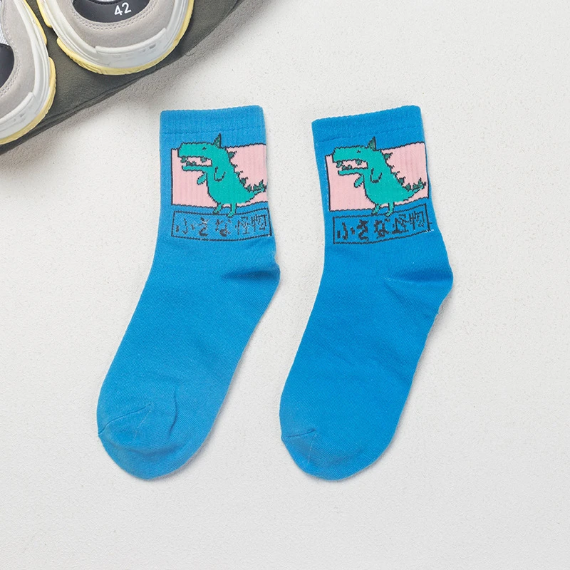 blue dinosaur CHAOZHU японский swag мультфильм Динозавр пекарь молоко посылка для женщин девочек забавные носки повседневные уличные хип-хоп Модные женские harajuku - Цвет: blue dinosaur