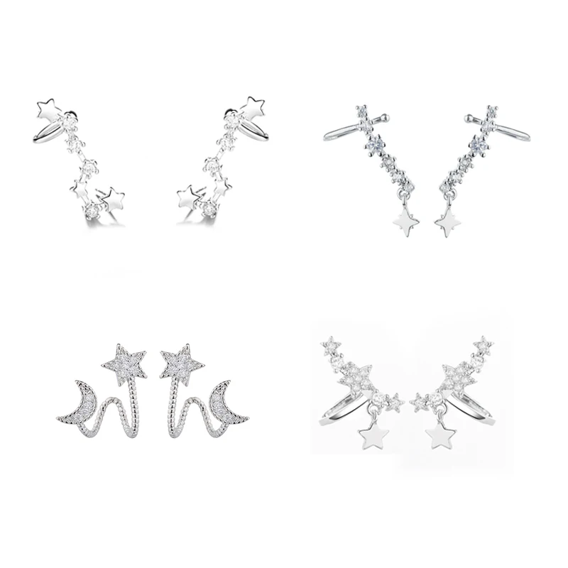 Серьги-подвески серебряного цвета с кристаллами | Украшения и аксессуары