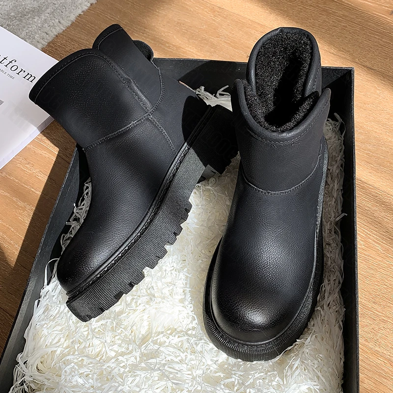 

Женские ботинки на платформе, Теплые ботильоны на меху, Плюшевые Ботинки Челси, мотоциклетные ботинки, белые, 2022