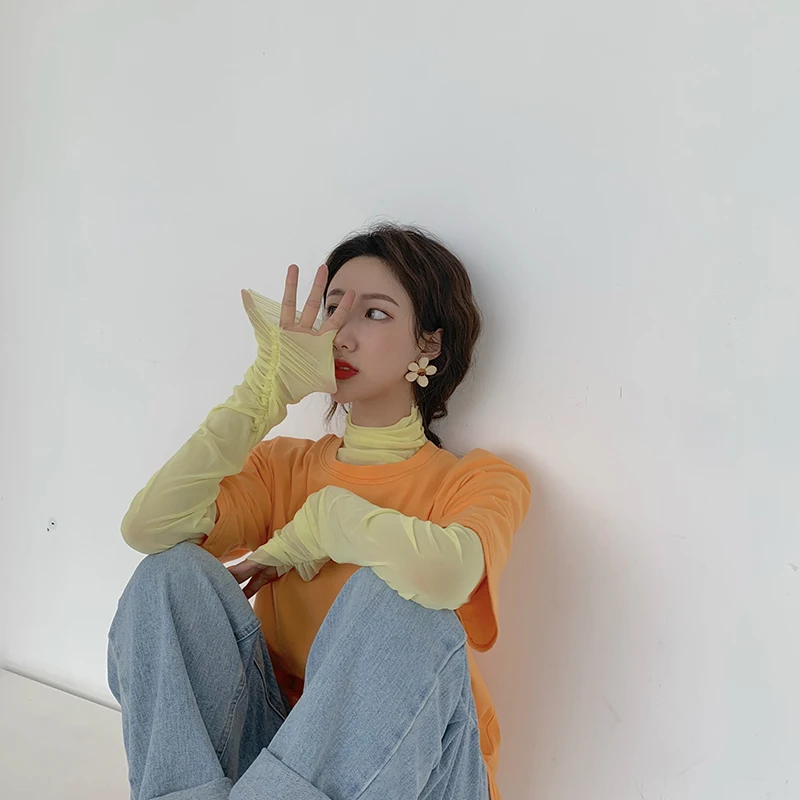 Женская футболка с коротким рукавом однотонная Летняя Повседневная в Корейском