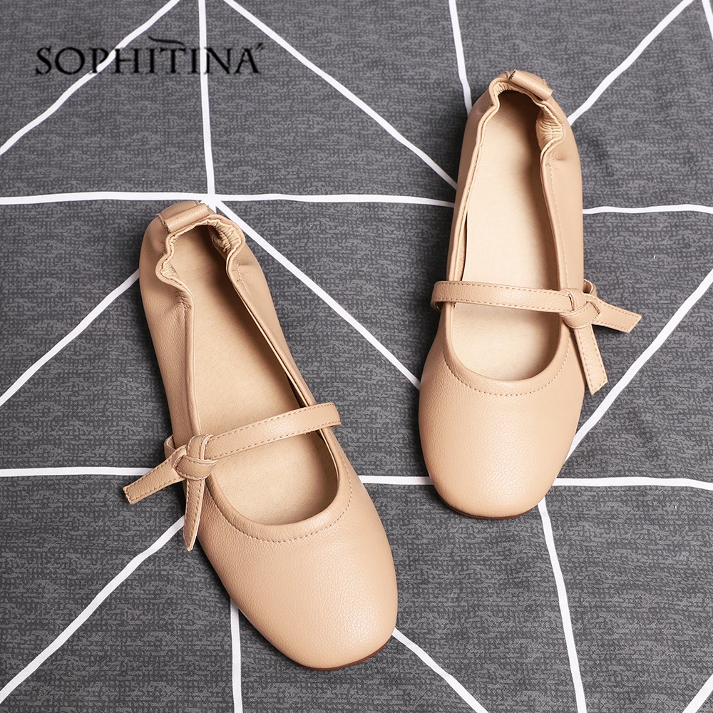 SOPHITINA/весенне осенние женские туфли на плоской подошве с круглым носком и узкими