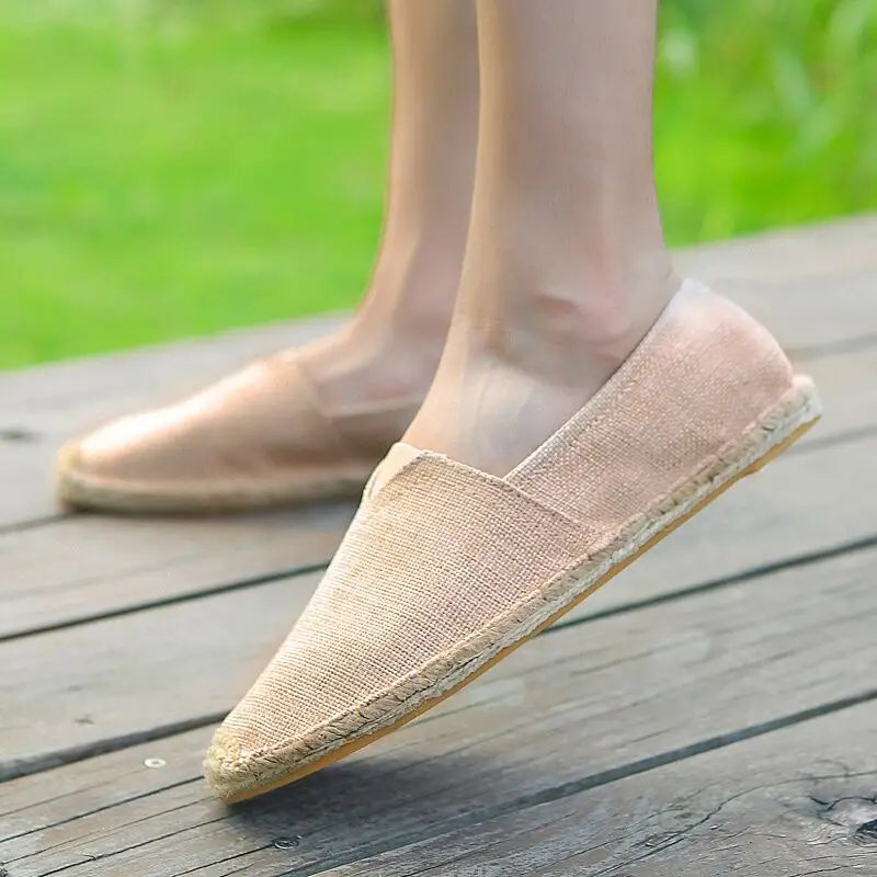 Эспадрильи мужские парусиновые на плоской подошве из пеньки для вождения