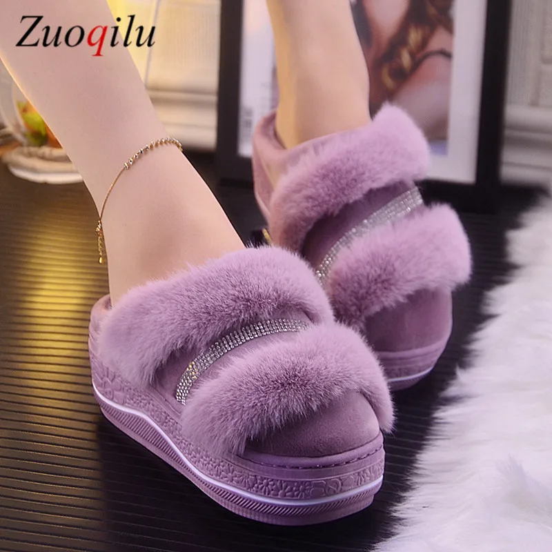 Зимние меховые тапочки Милые домашние Сезон осень-зима Нескользящая домашняя
