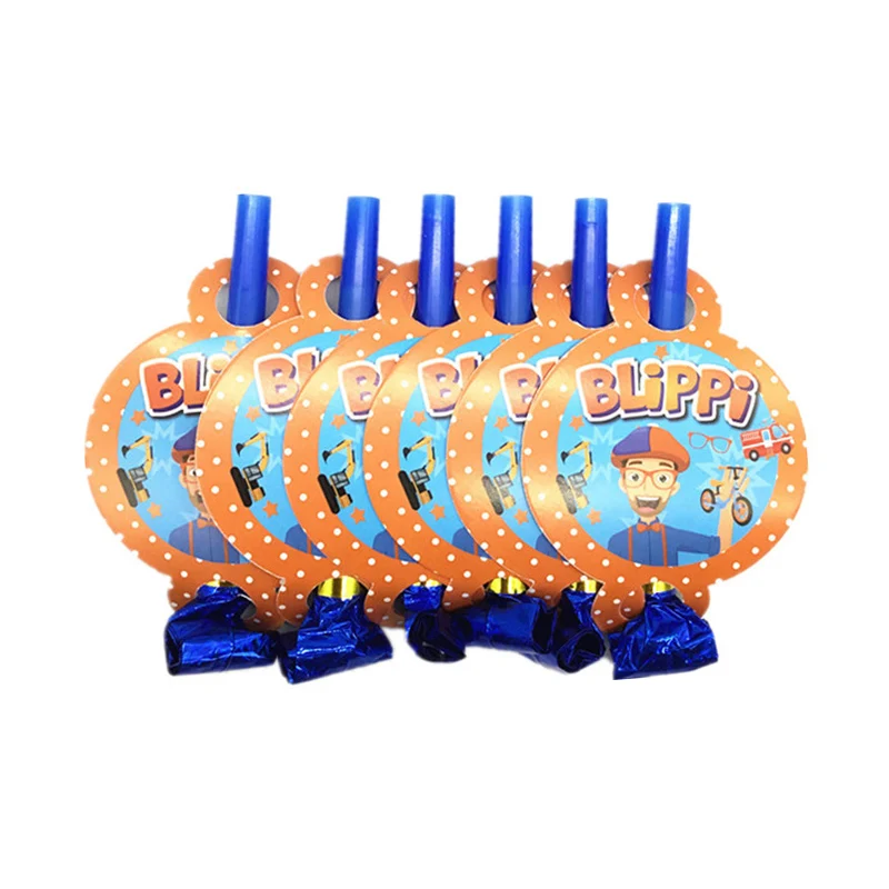 Blippi День рождения поставки посуда бумажные стаканчики и тарелки Шапки Baby Shower