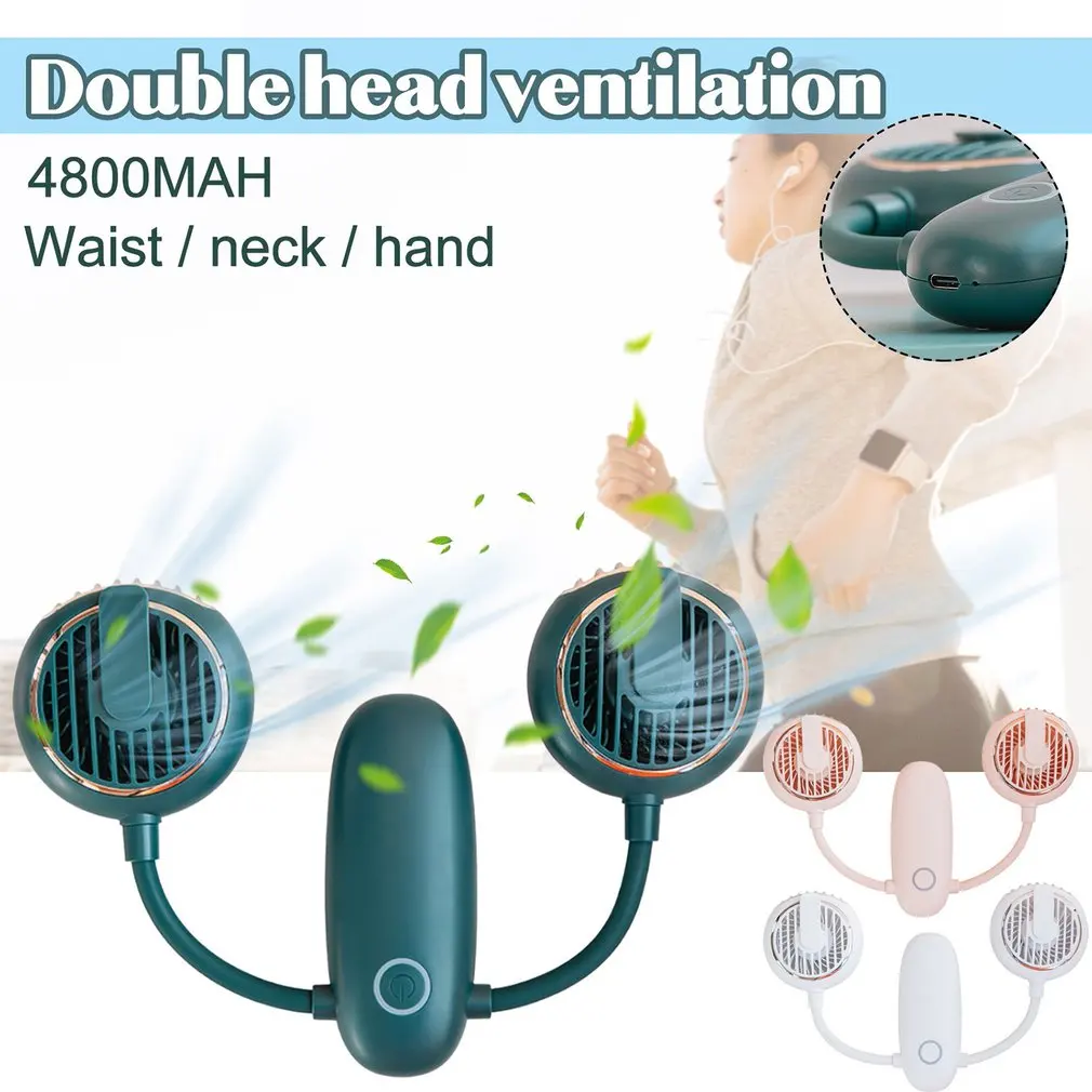 

WT-F38 Desktop Handheld Double Head Folding Neck Fan 360 Degree Adjusting Hose Clothes Pin Design Neck Fan