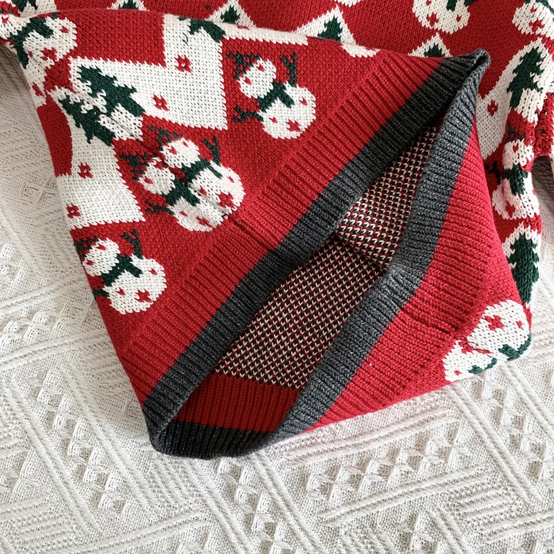 

Christmas Kids Sweaters Coat Children's Cartoon Snowman Jacquard Knitting Pullovers Knitwear Tops Baby Boy Girl Winter Clothing