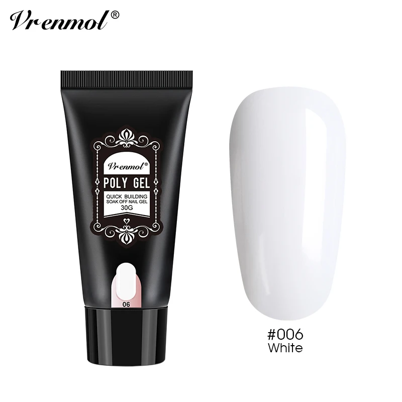 30ml white Vrenmol Poly гель Semic Перманентный не чистый лак верхнее Базовое покрытие гель лак верхнее покрытие Базовое покрытие основа прозрачный гель лак - Цвет: 30ml white