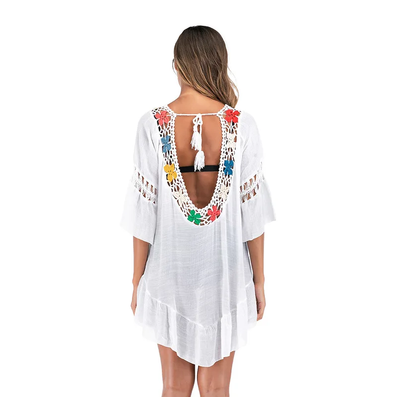 Пляжная накидка на купальник женское платье большого размера Saida De Praia 2020