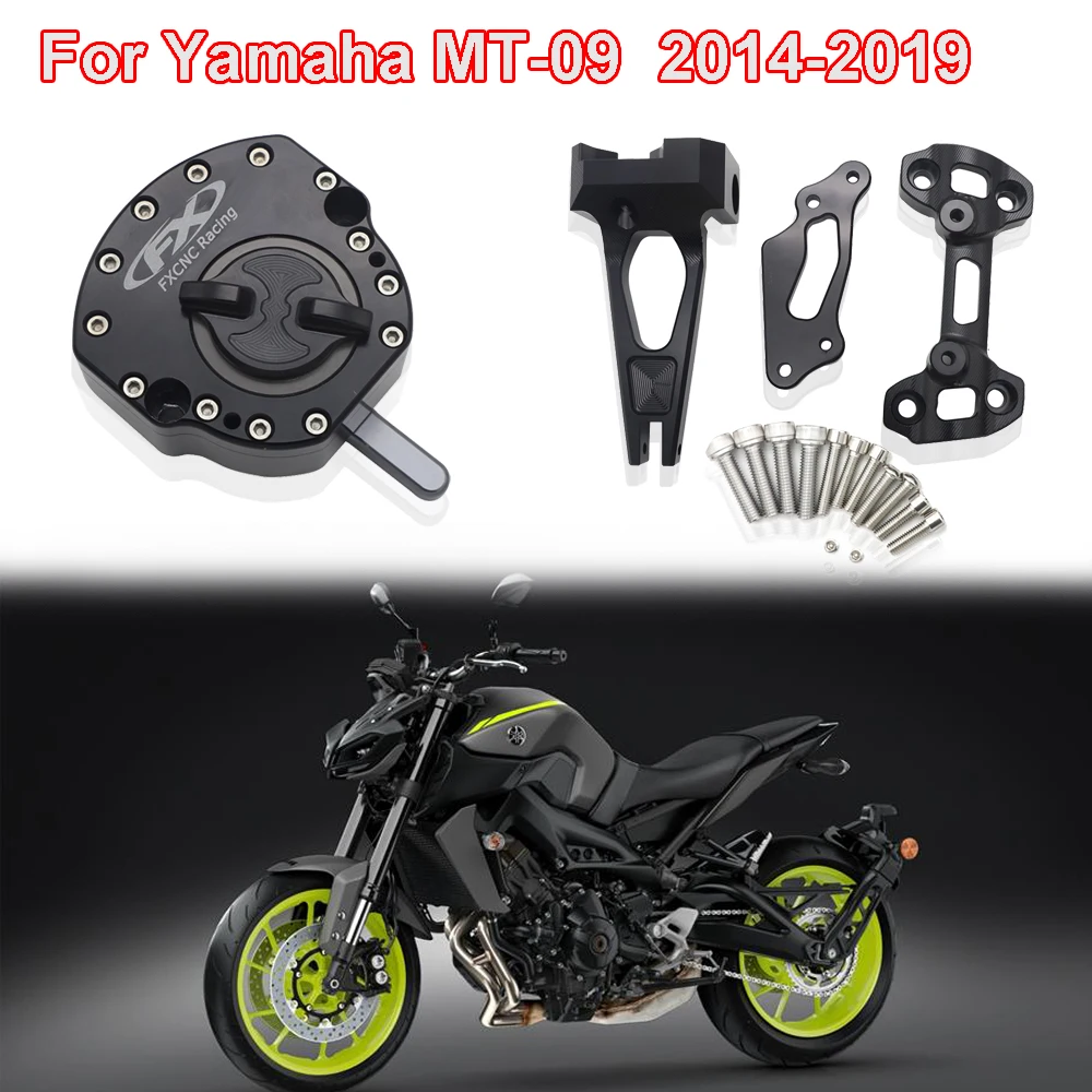 

For Yamaha MT 09 FZ 09 2014-2019 CNC MT09 FZ09 Reversed Safety Steering Damper with Mount Bracket 2018 2017 2016 2015