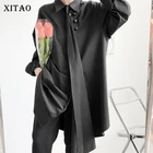 XITAO, блузка с одной грудью, модная, новая, с длинным рукавом, белая, черная, маленькая, свежая, лето 2021, богиня, веер, повседневная, стильная рубашка ld1769