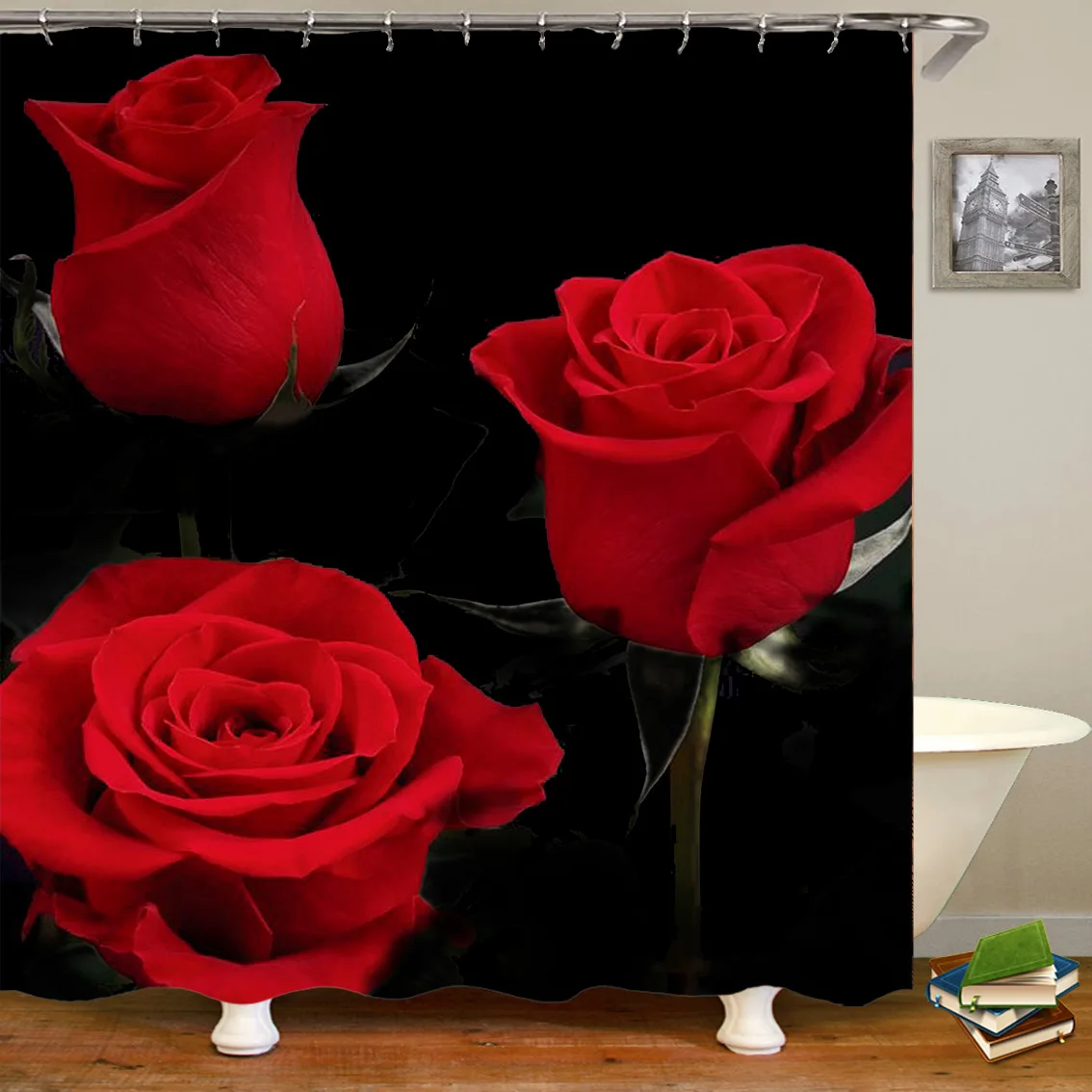 3D Розовая роза цветок занавеска для ванной из полиэстера декоративная дома с