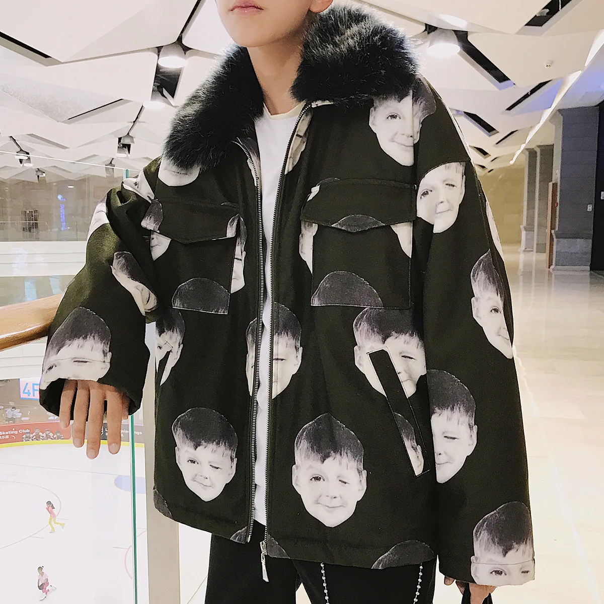 Зимние ветровки куртки с меховым воротником для мужчин Veste Homme Winterjas Heren Personal Print Parkas куртка мужская повседневная верхняя одежда