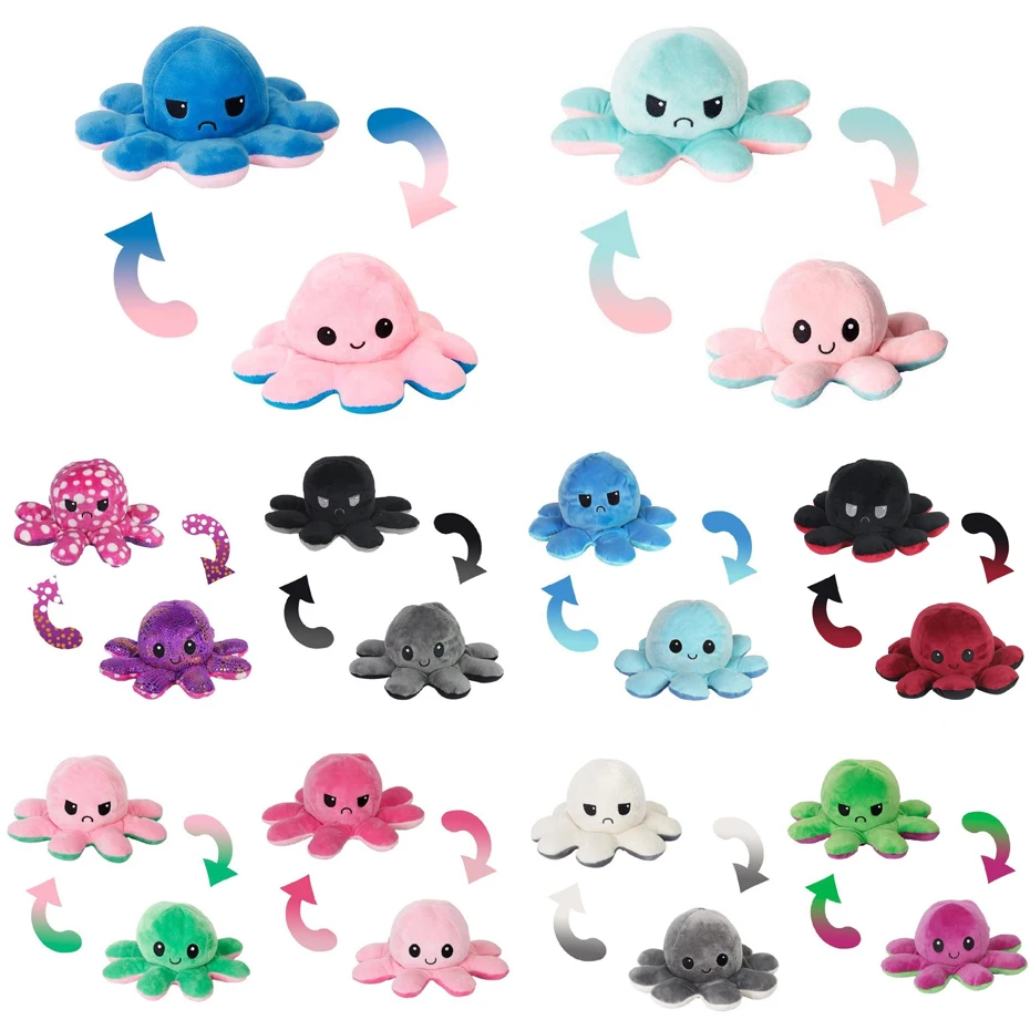 

Octopns Children's Soft Gift octopus Plush Animal Children's Double Flip Doll Soft Cute Plush Peluches Plush Toy Set Pack