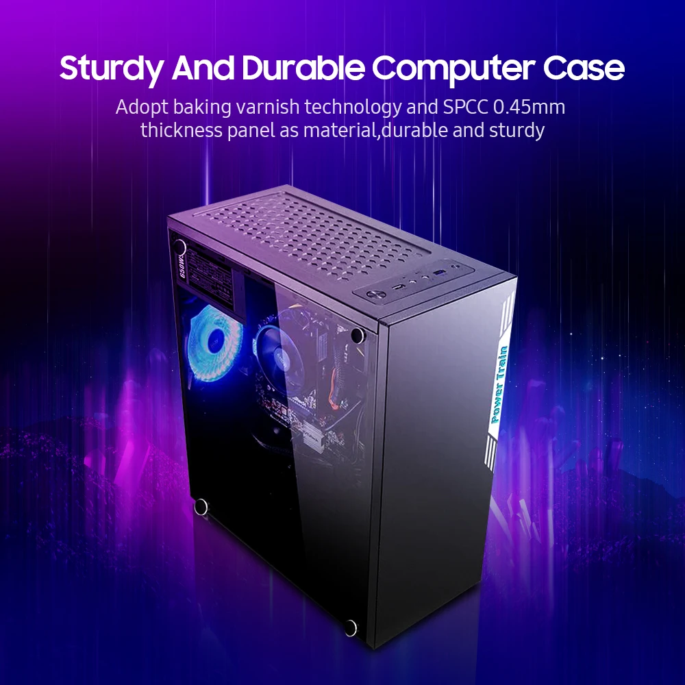 

Desktop Computer Case ATX Full-view Side Transparent PC Case Support ATX/M- ATX 158mm CPU Cooler/310mm Graphics Card