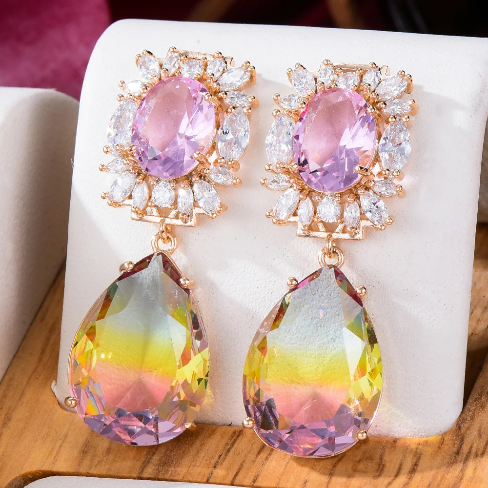 

missvikki Austrian crystal Summer beach Gradient Dangle Earrings High Quality for Women Girl Daily Romantic Earring Jewelry