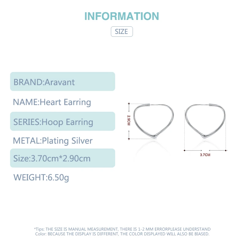 925 Silver Sweet Heart Hoop Earrings For Women Girls Wedding Party Jewelry Gift | Украшения и аксессуары