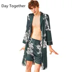 Халат-кимоно Шелковый мужской, ночная рубашка, домашняя одежда, атласный банный халат с принтом тигра, одежда для сна, пижама из двух предметов
