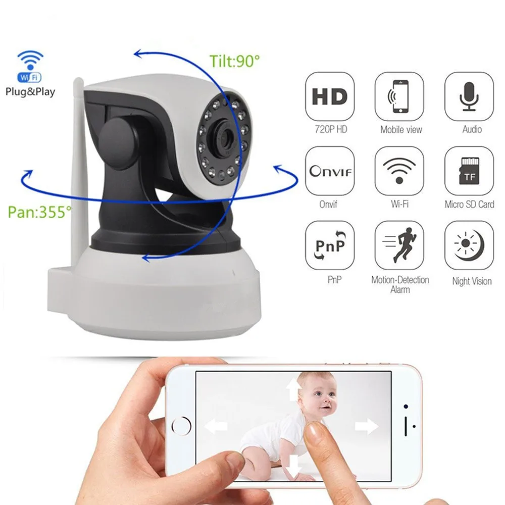 Беспроводной Wi-Fi безопасности Камера 1080 P hd ip наклона сети видеонаблюдения веб-камера день Ночное видение, Видеоняни и радионяни, camhi App