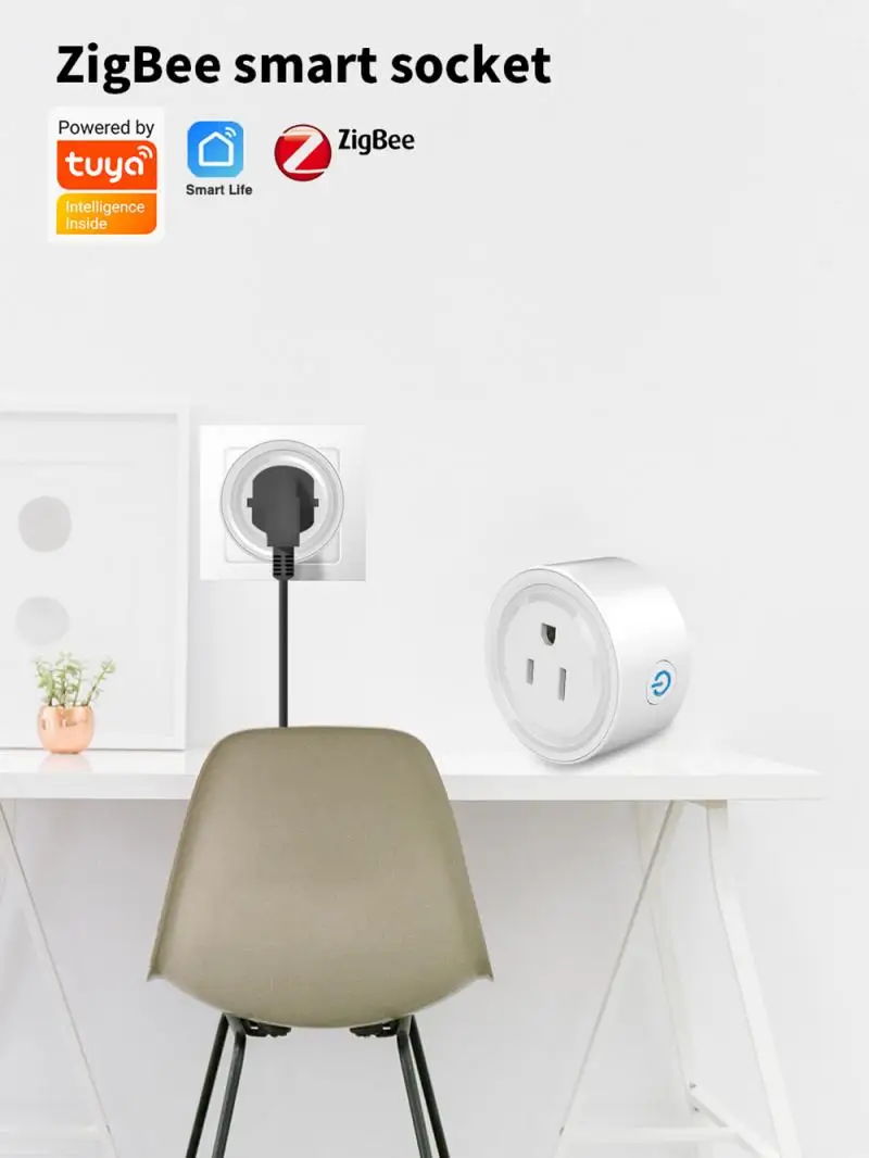 

1/2/3 Pcs Zigbee Smart Socket Plug US Standard Adaptor Socket Outlet Timer Mobile APP Remote Control Work With Alexa Home Tuya