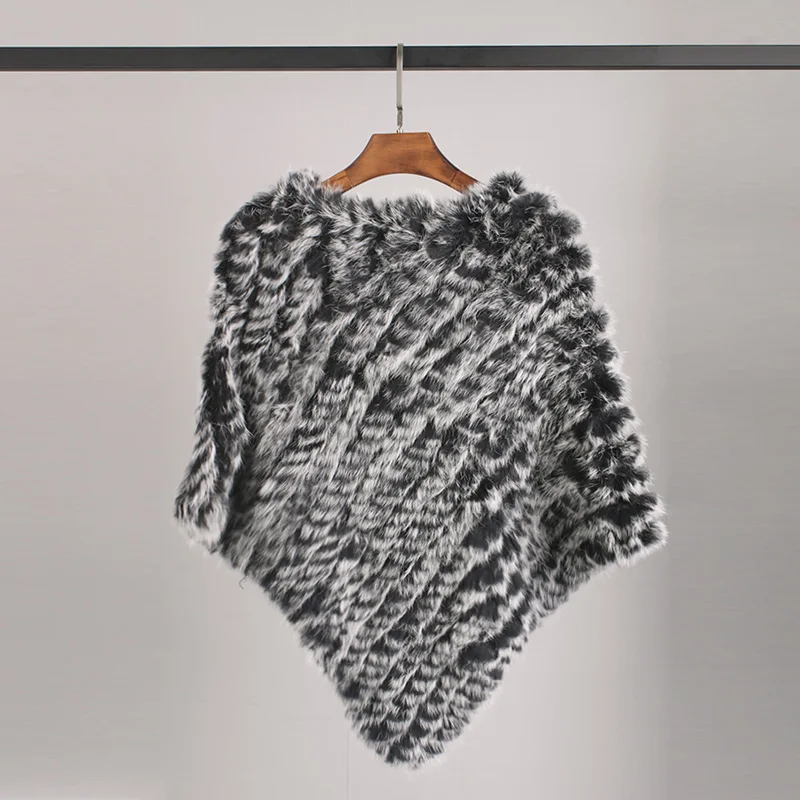 Женское винтажное пончо из натурального кроличьего меха женская вязаная накидка