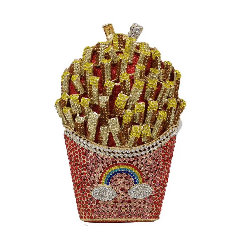 

2021 new French fries glittering diamond color diagonal handbag luxury party dinner designer Wallet
