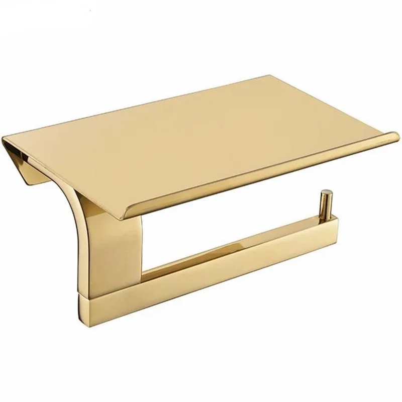 

Золотой держатель для туалетной бумаги, настенный держатель для рулона салфеток, платформа для телефона из нержавеющей стали, набор фурнит...