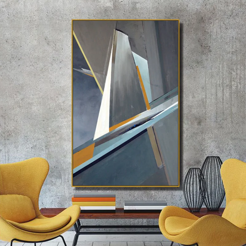 

Modern Light Luxury Abstract Geometry Black and White Villa Model High-end Club Living Room Bedroom Decoration Hanging Picture