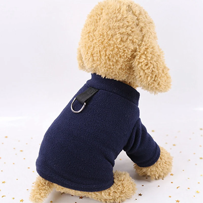 Домашняя собака теплая однотонная одежда осень зима сплошной цвет рубашка