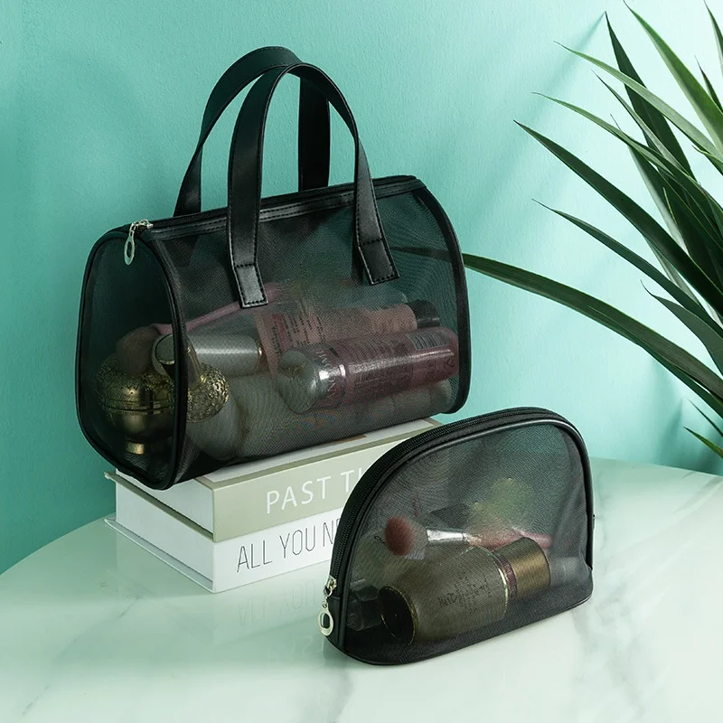 

Новинка, дорожная сумка для хранения косметики, прозрачная сумка для купания, сетчатый Воздухопроницаемый Комплект из трех предметов