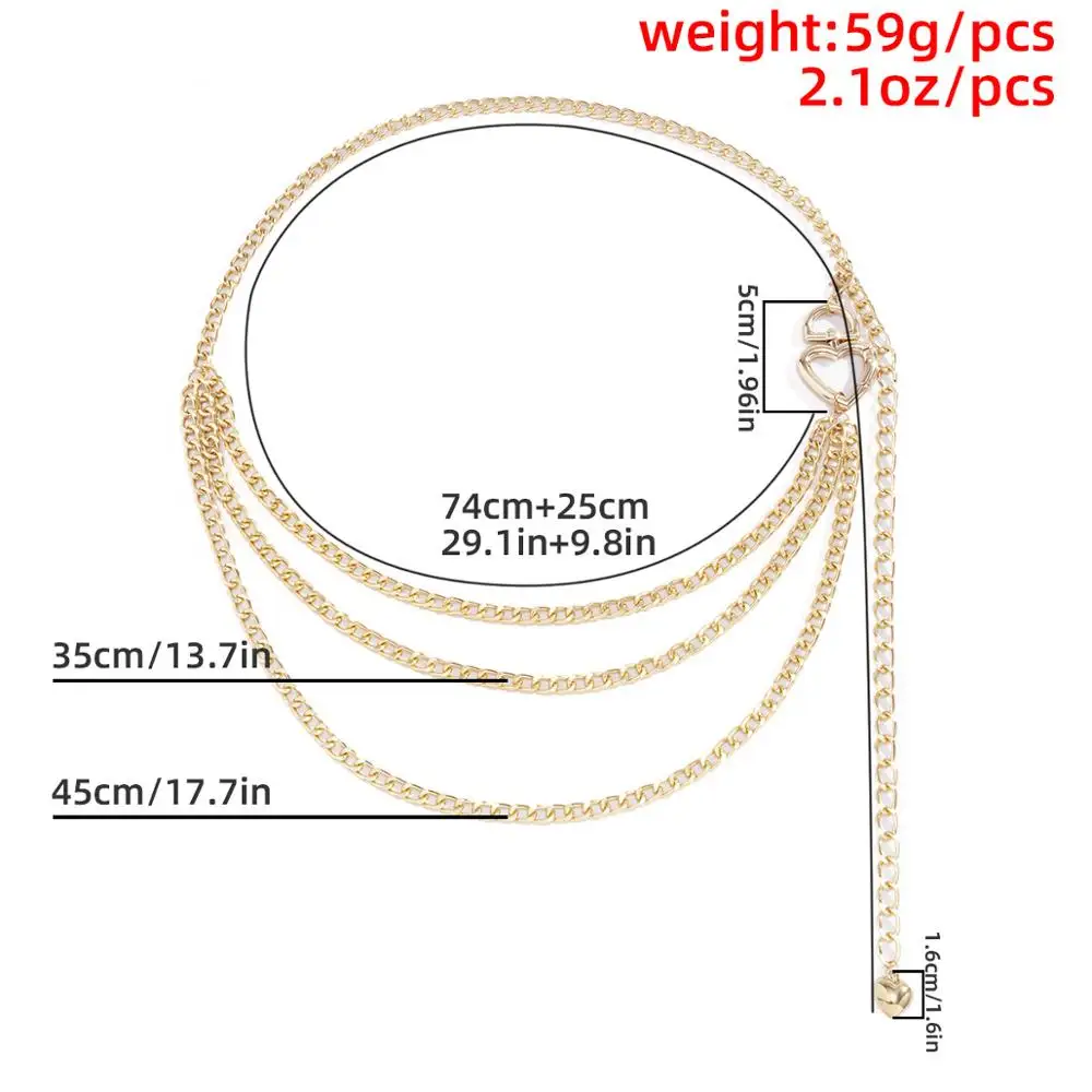 

[FVFV]Simple and versatile heart-shaped hollow aluminum waist chain Fashion sexy jeans
