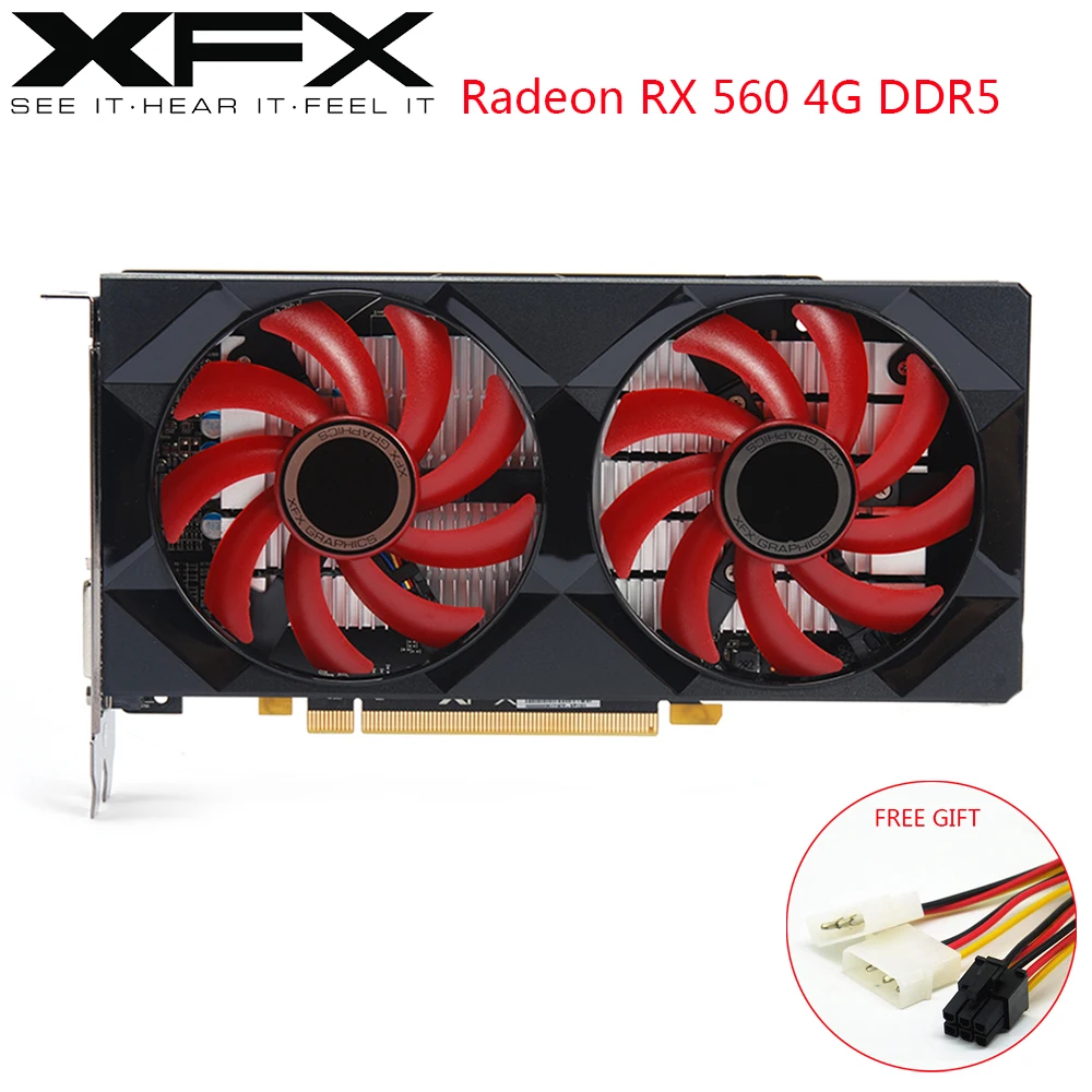 Видеокарта XFX AMD Radeon RX560 4 ГБ DDR5 графическая карта GPU 128 бит RX560D для игрового ПК